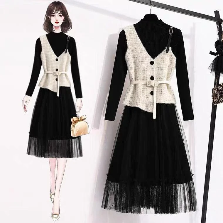 Leister Dress and Cape Off-the-shoulder Chic Trendy