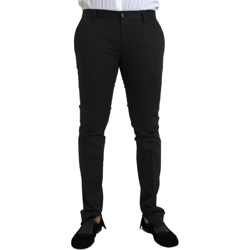 Dolce & Gabbana Black Cotton Stretch Skinny Dress Pants Classic Cropped Pants