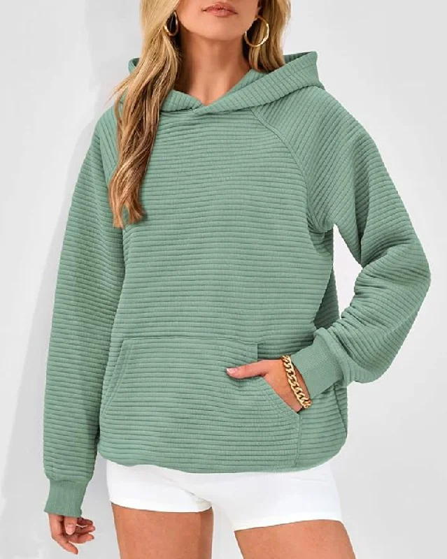 Fashion Long Sleeves Pockets Hoodies Hoodie with Belted Waist Structured Tailored