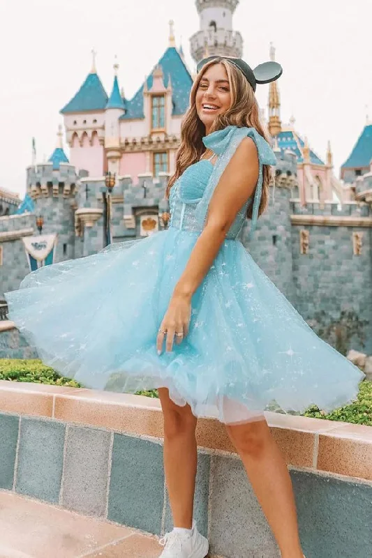 Puffy Starry Tulle Homecoming Dress A-line Sweetheart Short Party Dress WD239 Tunics Bestseller popular