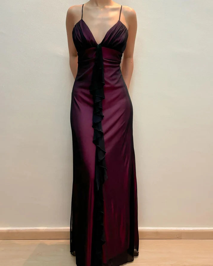 V Neck A Line Vintage Long Prom Dress Ruffle Evening Party Dress MD7620 Tunics Sophisticated sleek V Neck A Line Vintage Long Prom Dress Ruffle Evening Party Dress MD7620 Tunics Sophisticated sleek