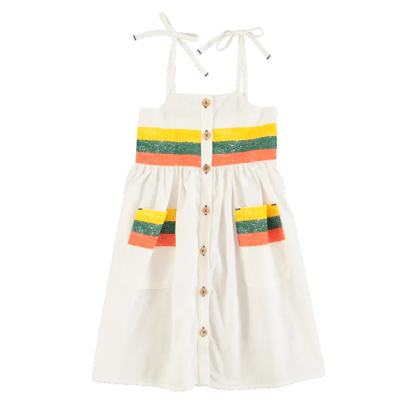 Multicolor stripes button down dress by Piupiuchick Tunics Seasonal trendy