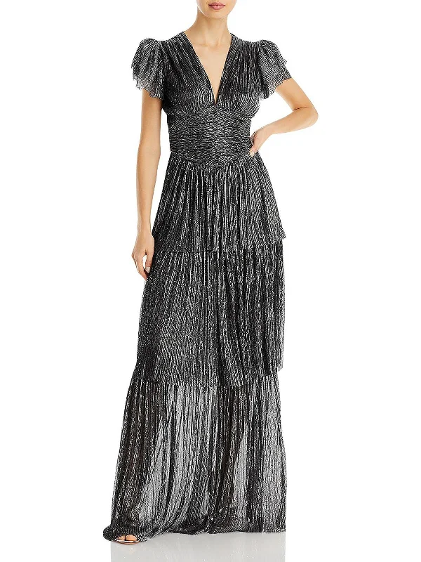 Sarah Womens Metallic Sequined Evening Dress Tunics Mesh breathable