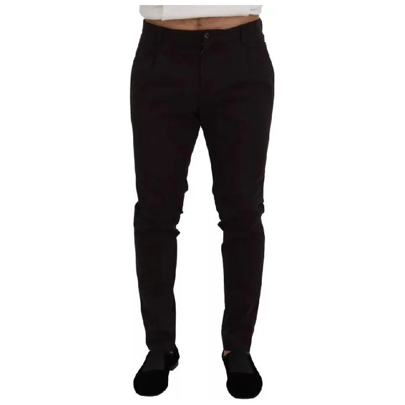 Dolce & Gabbana Brown Skinny Men Cotton Stretch Pants Trendy Work Pants