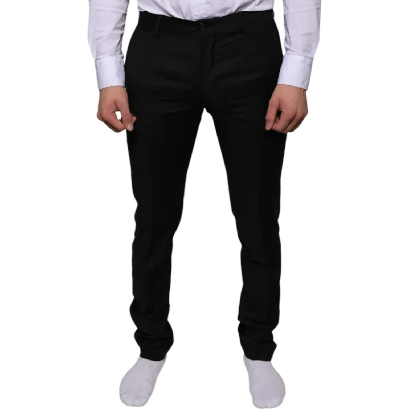 Dolce & Gabbana Black Wool Skinny Dress Formal Pants Chic Black Leggings