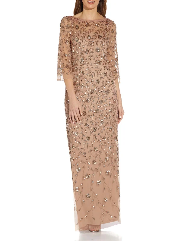 Womens Embellished Bell Sleeve Evening Dress Tunics Winter warm