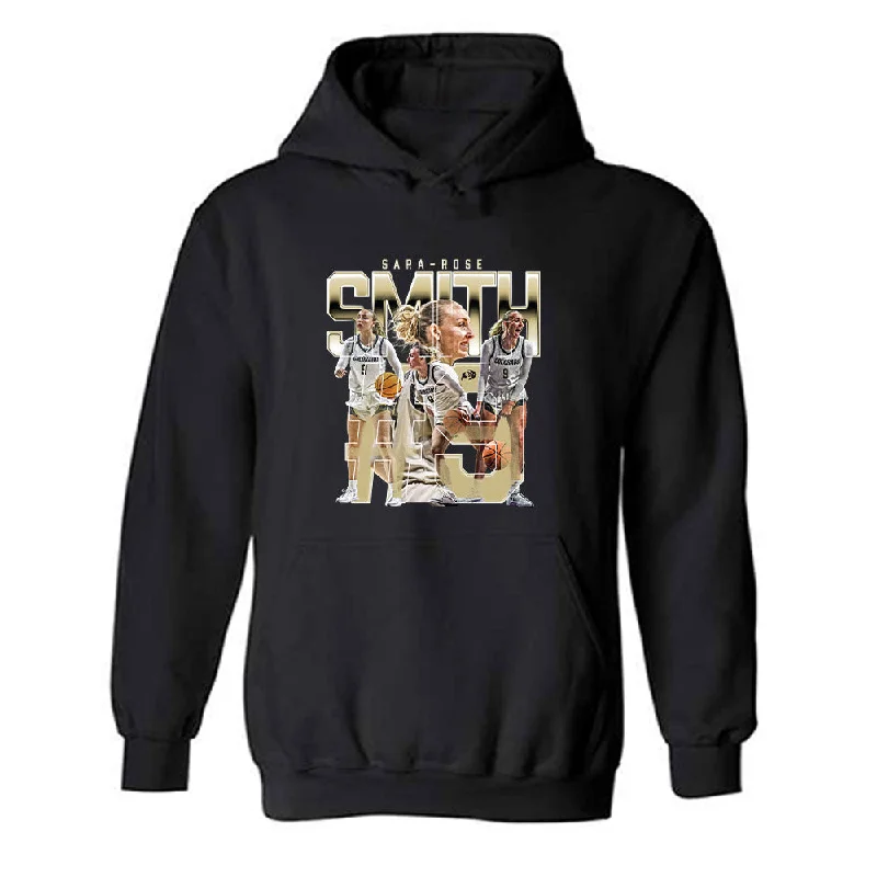 Colorado - NCAA Women's Basketball : Sara-Rose Smith - Player Collage Hooded Sweatshirt Hoodie with Tied Waist Feminine Flattering