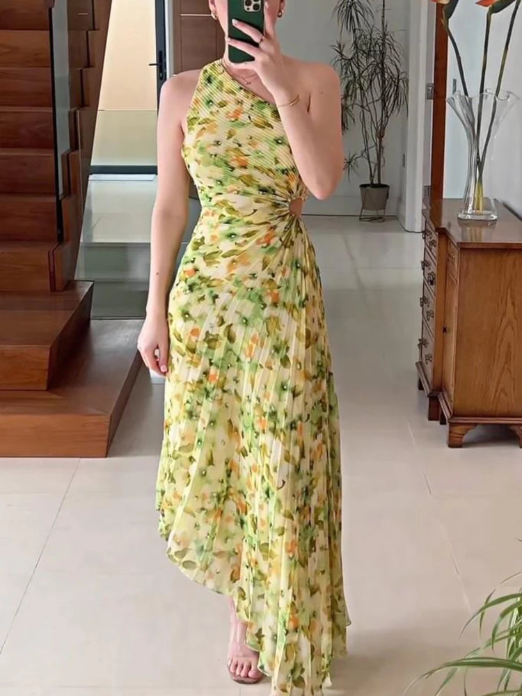 Bonnyshow Elegant Female Sexy Dress Gown Pleated One-Shoulder Sleeveless Summer Party Dress Fashion Slim Solid For Women Maxi Dress Square Neckline Feminine Bonnyshow Elegant Female Sexy Dress Gown Pleated One-Shoulder Sleeveless Summer Party Dress Fashion Slim Solid For Women Maxi Dress Square Neckline Feminine