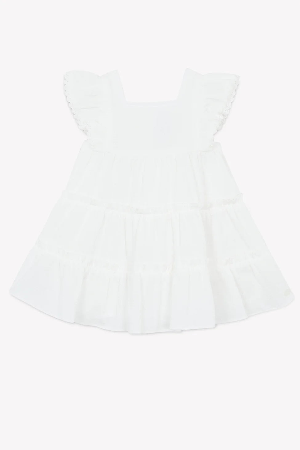 Ruffle sleeves white dress by Tartine Et Chocolat Square Neckline Feminine