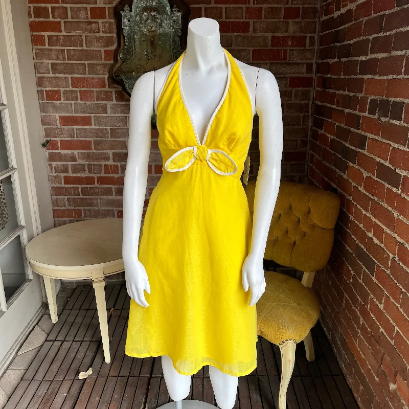 1960s Yellow Halter Dress Tunics Sophisticated sleek