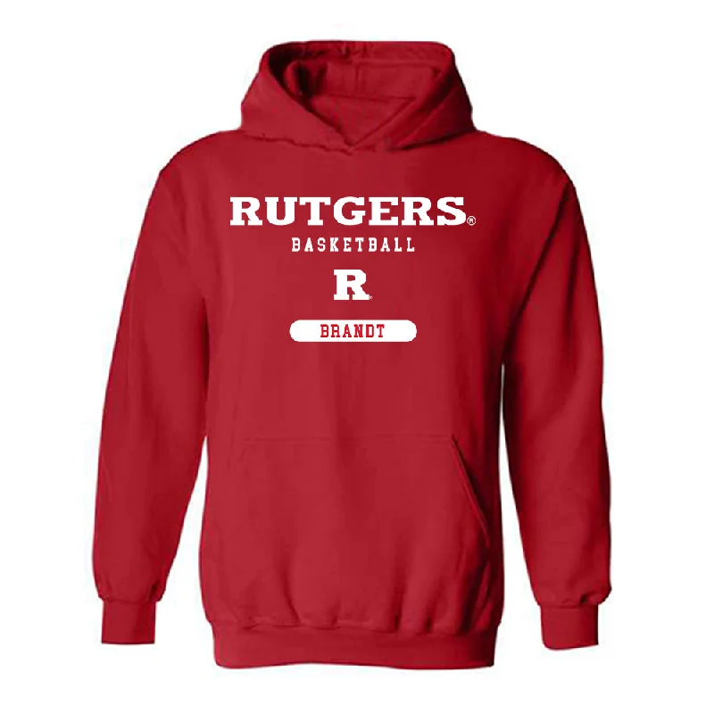 Rutgers - NCAA Women's Basketball : Kennedy Brandt - Classic Shersey Hooded Sweatshirt Hoodie with Monochrome Minimalist Simple Rutgers - NCAA Women's Basketball : Kennedy Brandt - Classic Shersey Hooded Sweatshirt Hoodie with Monochrome Minimalist Simple