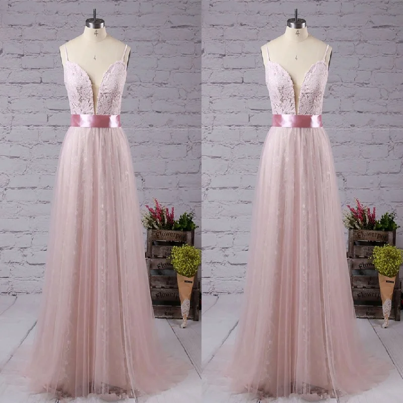 Sweet V Neck Lace Long Prom Dress With Pink Sash,Party Dresses, Evening Dresses,PDY0320 Tunics Long Elegant Sweet V Neck Lace Long Prom Dress With Pink Sash,Party Dresses, Evening Dresses,PDY0320 Tunics Long Elegant