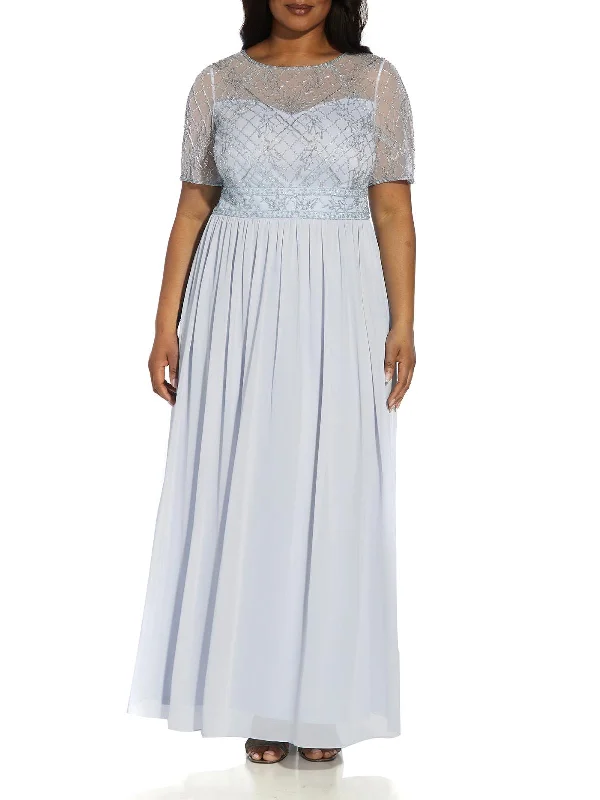 Plus Womens Beaded Maxi Evening Dress Tunics Spring floral