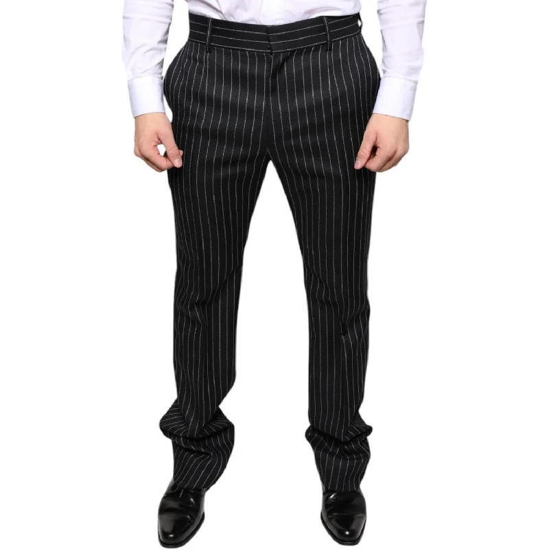 Dolce & Gabbana Black Stripes Skinny Men Dress Pants Lightweight Jogger Pants