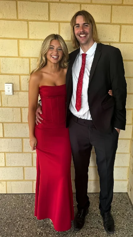 Red Strapless Sheath Long Party Dress Formal Evening Gown, MD7890 Tunics Fall fleece Red Strapless Sheath Long Party Dress Formal Evening Gown, MD7890 Tunics Fall fleece