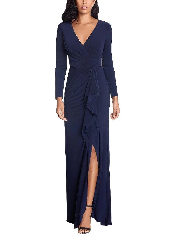 Petites Womens Surplice Long Evening Dress Tunics Short Trendy