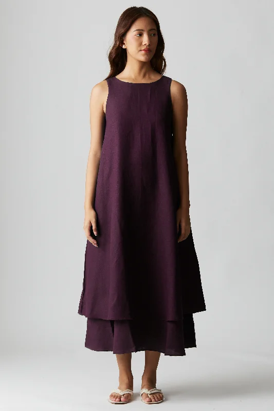 Layla Linen Dress : Wine Tunics Solid Classic