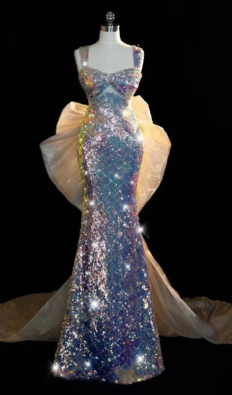 Shiny Sequins Straps Mermaid Long Party Dress Birthday Gown, MD7860 Tunics Velvet soft