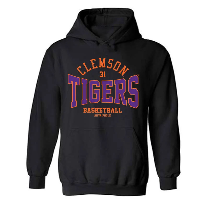 Clemson - NCAA Women's Basketball : Anya Poole - Classic Fashion Shersey Hooded Sweatshirt Hoodie with Hidden Zipper Minimalist Clean