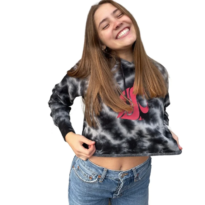 ZooZatz Womens tie-dye cropped sweatshirt Hoodie with Mesh Breathable Sporty