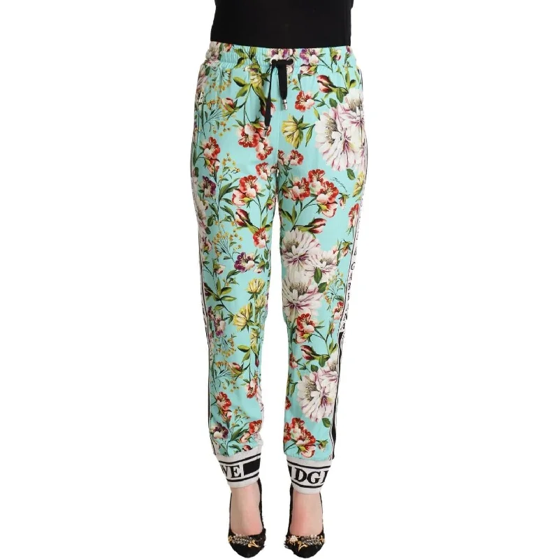 Dolce & Gabbana Floral Viscose Jogger Pants in Green Fashionable Jogger Pants