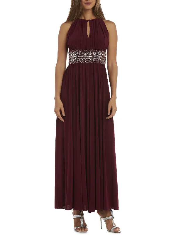 Womens Embellished Halter Evening Dress Tunics Polka dots