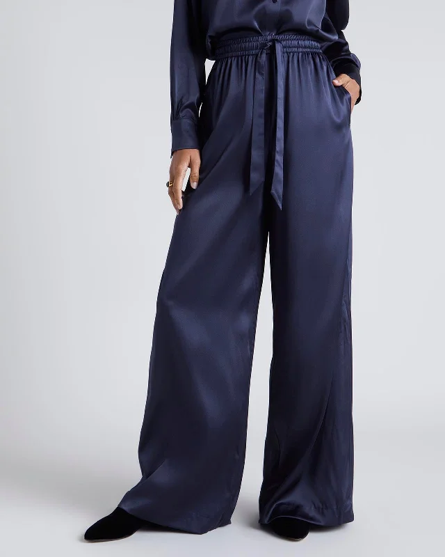 Kate Young x Splendid Silk Wide Leg Pant Trendy Velvet Pants