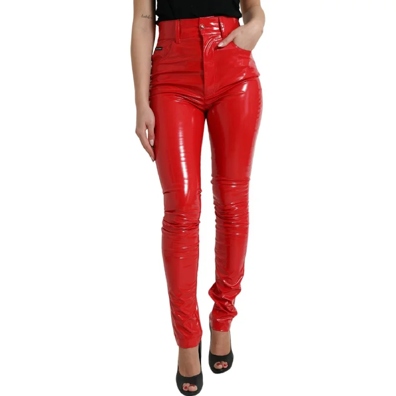 Dolce & Gabbana High Waist Red Skinny Pants - Sleek and Chic Comfortable Denim Pants