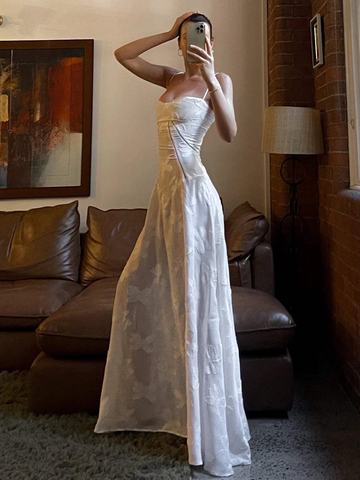 White Straps A-Line Long Party Dress Wedding Guest Dress Birthday Outfits, D528 Tunics Short Trendy White Straps A-Line Long Party Dress Wedding Guest Dress Birthday Outfits, D528 Tunics Short Trendy