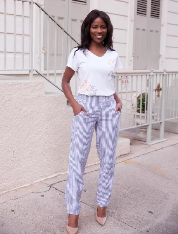 Pinstripe Pencil Pants Wide-Legged Palazzos
