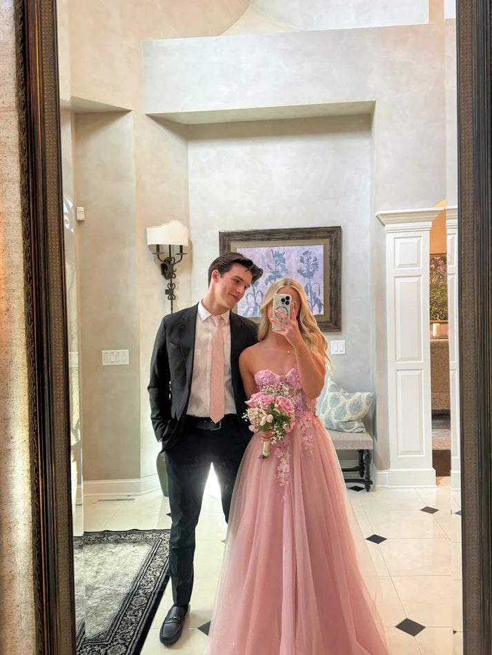 Sweetheart Pink A-Line Long Prom Dress Formal Party Dress, MD7983 Tunics Stylish elegant