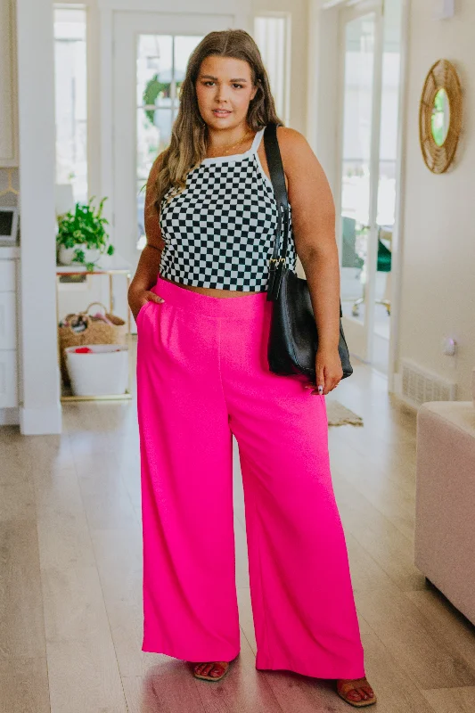 Hazel Blues® | I Love These High Rise Wide Leg Pants in Hot Pink Casual Drawstring Pants Hazel Blues® | I Love These High Rise Wide Leg Pants in Hot Pink Casual Drawstring Pants