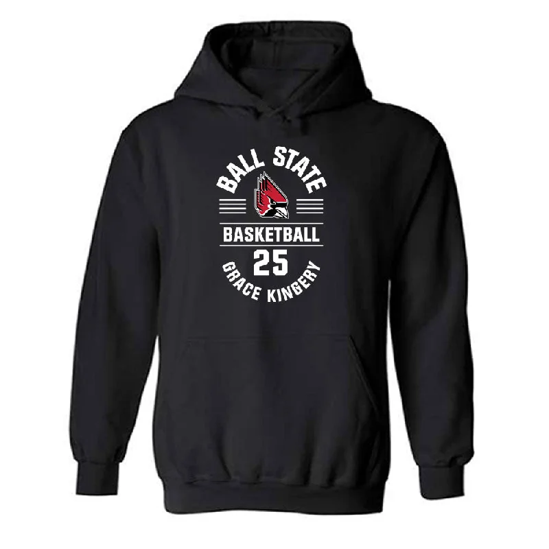 Ball State - NCAA Women's Basketball : Grace Kingery - Classic Fashion Shersey Hooded Sweatshirt Hoodie with Metallic Shiny Futuristic Ball State - NCAA Women's Basketball : Grace Kingery - Classic Fashion Shersey Hooded Sweatshirt Hoodie with Metallic Shiny Futuristic