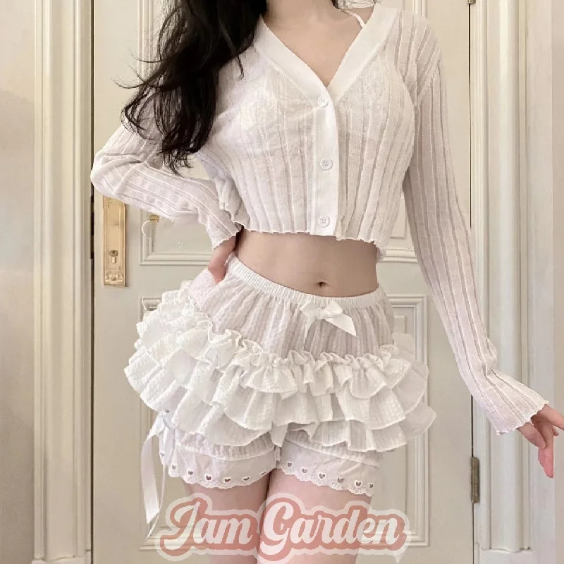 [lolita pumpkin pants]- Japanese Soft Girl Lolita High Waist Shorts Fashionable Button-Up Pants