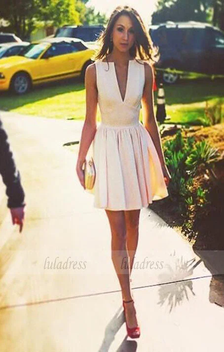 Sexy Deep V-Neck Short Prom Dress,Sleeveless  Party Dresses Homecoming Dress Tunics Ceremony elegant