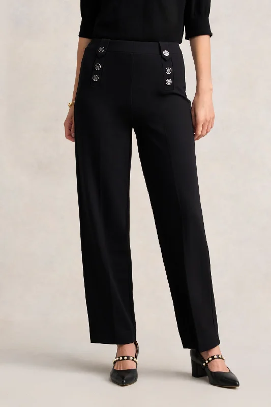 Sailor Ponte Pant - Black Elegant Palazzo Trousers