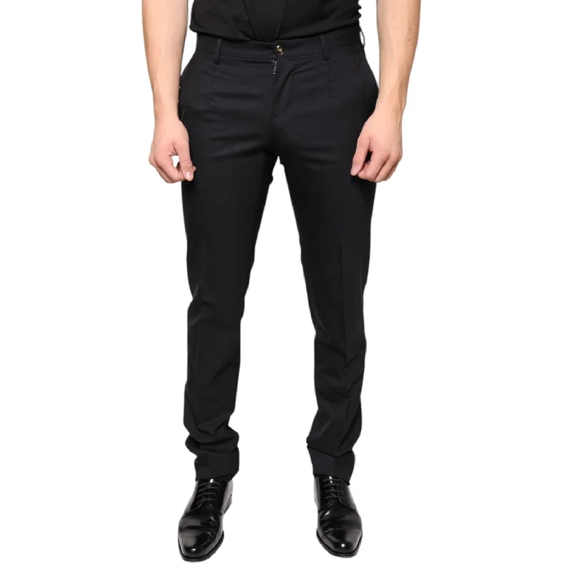 Dolce & Gabbana Black Wool Skinny Men Dress Pants Comfortable Denim Trousers