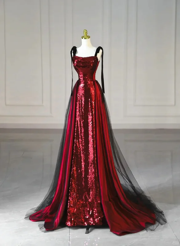 Stunning Wine Red Straps Sequins Mermaid Long Evening Party Dress MD7355 Tunics Review highly