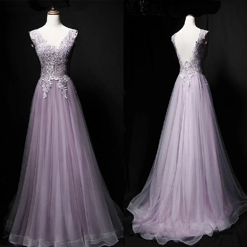 Charming Lavender Tulle Sleeveless A-Line Long Prom Dress,Party Dresses, Evening Dresses,PDY0318 Turtleneck Neckline Stylish Charming Lavender Tulle Sleeveless A-Line Long Prom Dress,Party Dresses, Evening Dresses,PDY0318 Turtleneck Neckline Stylish