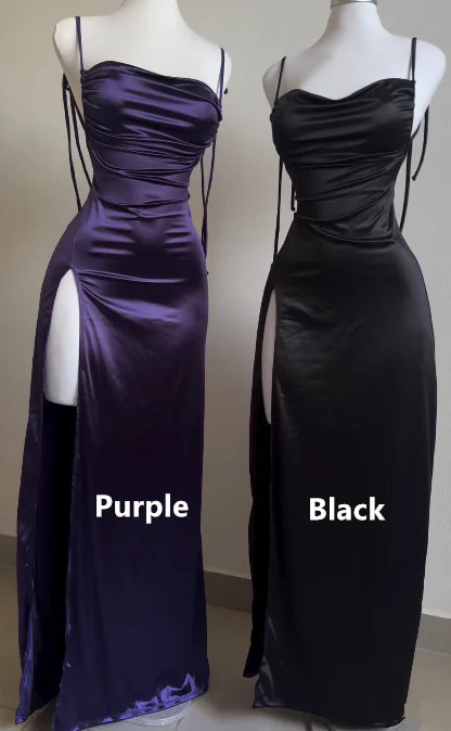 Purple Straps Open Back Ruffles Sheath Satin Long Party Dress MD7480 Tunics Travel practical Purple Straps Open Back Ruffles Sheath Satin Long Party Dress MD7480 Tunics Travel practical