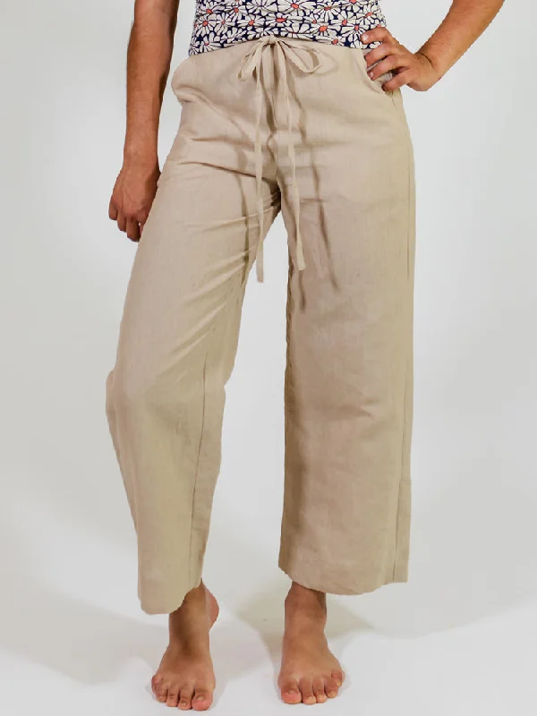 Emmy Drawstring Pant (Birch Linen) Casual Wide Pants