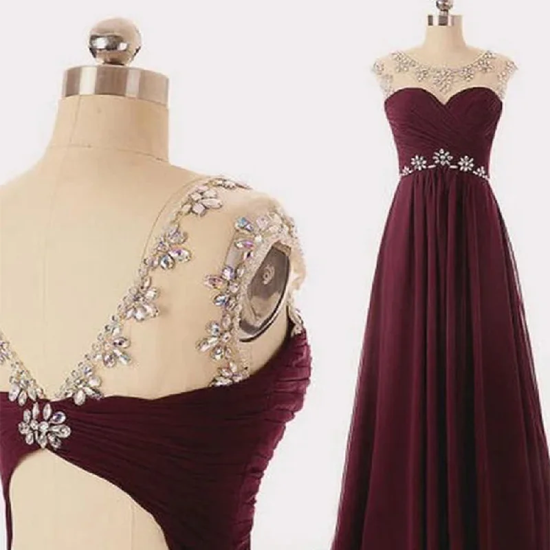 Scoop Neck Long Chiffon Prom Dresses Crystals Beaded Floor Length Party Dresses Custom Made Women Dresses,PDY0289 Shift Classic Vintage Scoop Neck Long Chiffon Prom Dresses Crystals Beaded Floor Length Party Dresses Custom Made Women Dresses,PDY0289 Shift Classic Vintage