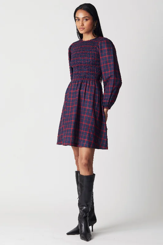 Eldora Dress : Blue-Red Checks Tunics Versatile stylish