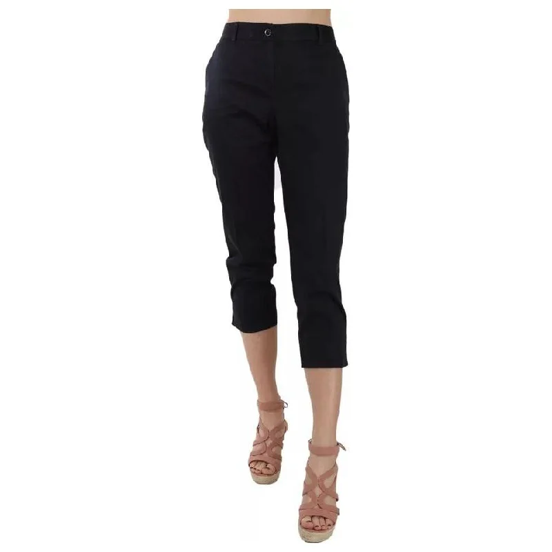 Dolce & Gabbana Black Cotton Cropped Capri Pants Soft Wool Pants