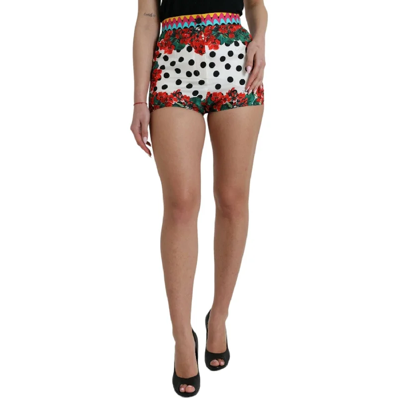 Dolce & Gabbana Multicolor Silk High Waist Hot Pants Trendy Velvet Pants