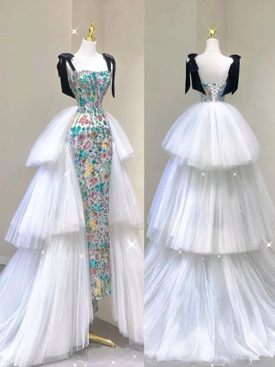 Stunning Straps Sequins Mermaid Long Party Dress Birthday Outfits with Train MD7492 Tunics Bestseller popular