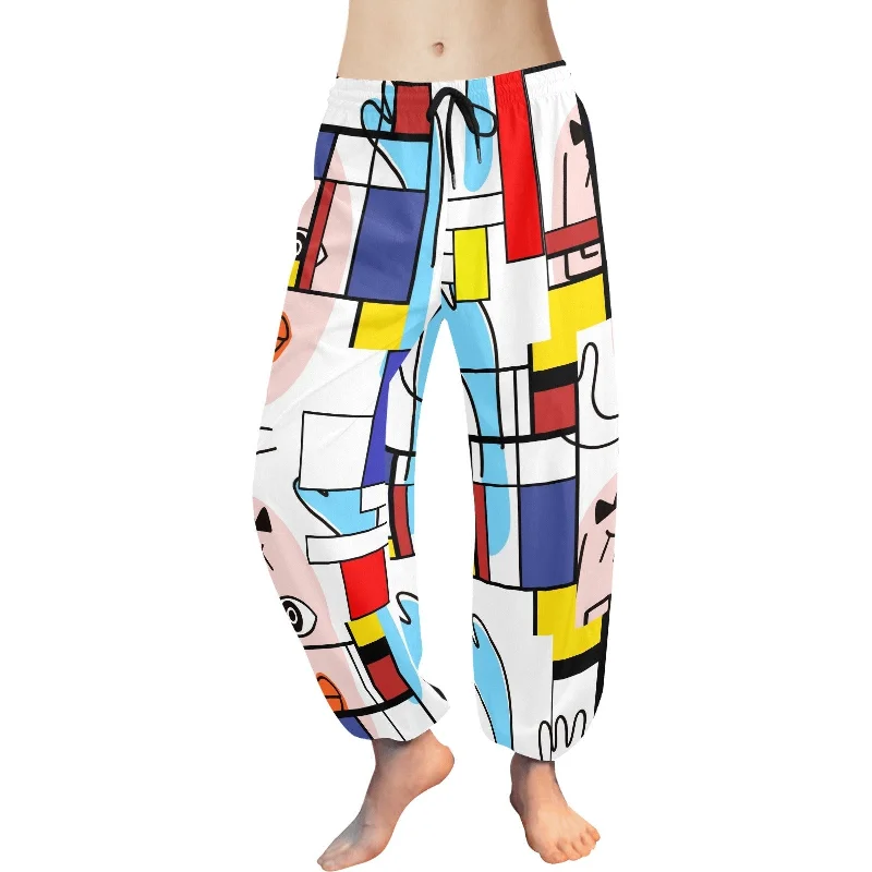 Women's Mondrian Boho Evil Eye Patchwork Harem Pants Elegant Palazzo Trousers