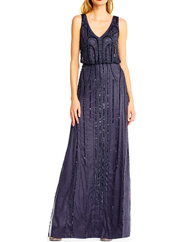 Plus Womens Embellished Beaded Evening Dress Tunics Short Trendy