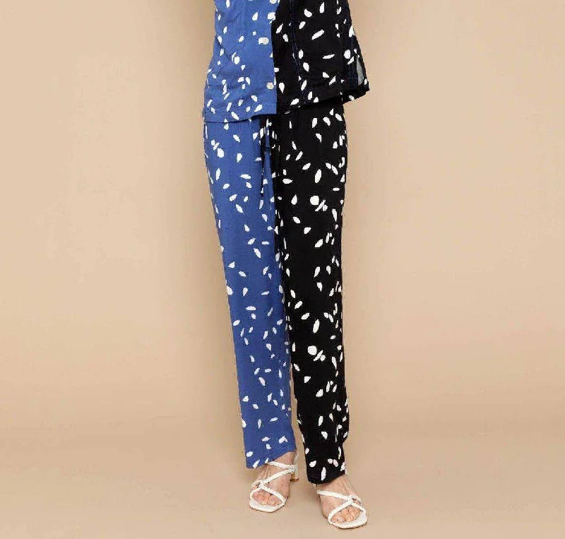 Therese Two-Tone Pants (Black/Blue) Lightweight Jogger Pants
