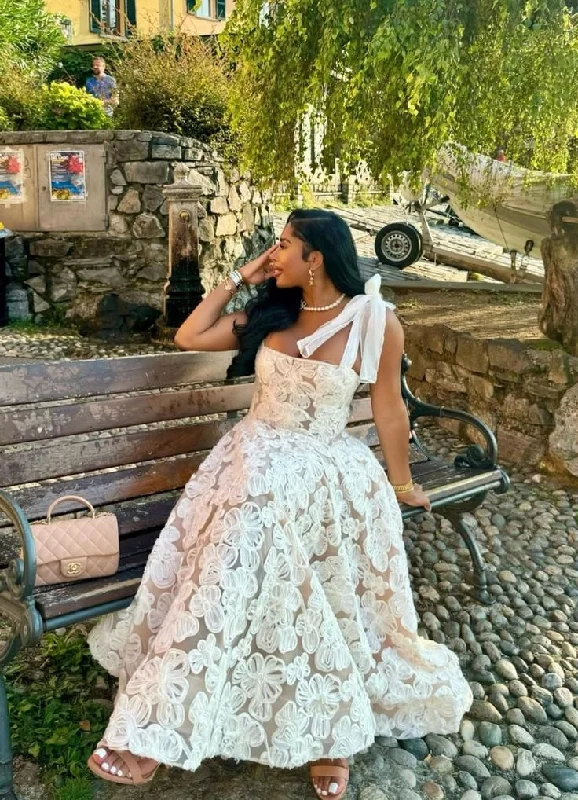 White Straps A-Line Long Party Dress Lovely Birthday Outfits, D189 Tunics Long Elegant White Straps A-Line Long Party Dress Lovely Birthday Outfits, D189 Tunics Long Elegant